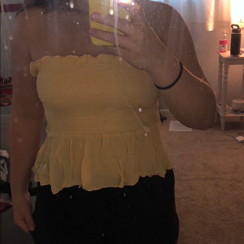 Pac sun Yellow tube top with tie in back
